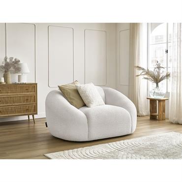 Cliquez pour agrandir et passer en diaporama Fauteuil TINA tissu bouclette blanc BOBOCHIC