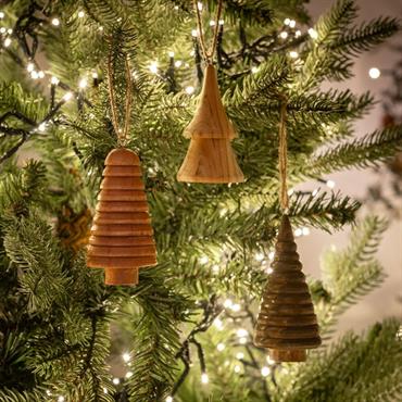 Suspension de Noël en bois H10cm - naturel 