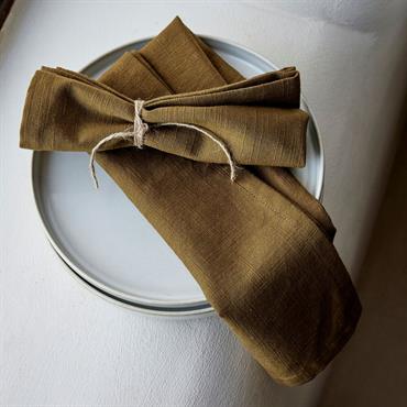 Cliquez pour agrandir et passer en diaporama Lot de 4 serviettes de table en coton 41x41cm - vert mousseLANIS