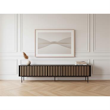 Meuble TV 5 portes 220 cm CORNEILLE tasseaux pin massif    BOBOCHIC