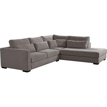 Canapé petit angle méridienne droite fixe en tissu Bloq - grisBATIS