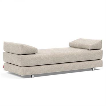 Cliquez pour agrandir et passer en diaporama Méridienne design SIGMUND ALU convertible lit 160x200 cm tissu Avella Sand