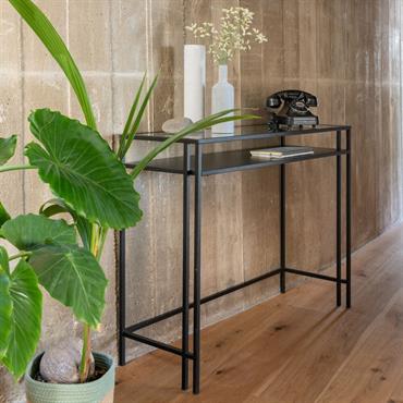 Console en verre et acier - noir L100xP35xH78cmHENU
