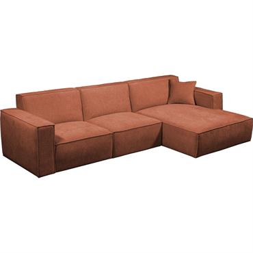 Canapé d'angle gauche fixe en tissu genesis - brun rustrelKUBO