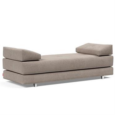 Méridienne design SIGMUND ALU  convertible lit 160x200 cm tissu Cordufine Beige