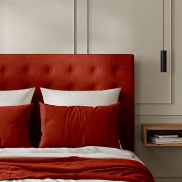 Cliquez pour agrandir et passer en diaporama Tête de Lit Capitonnée Toile de Jute Rouge