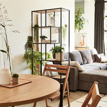 Bibliothèque en métal et en bois - bois clairLARISSA