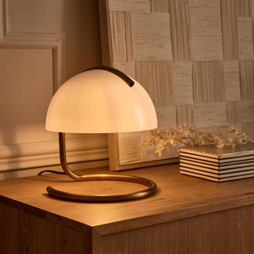 Cliquez pour agrandir et passer en diaporama Lampe à poser design en acier et verre H25cm - blancCATO