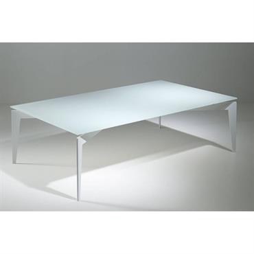 Table basse design ROCKY en verre blanc
