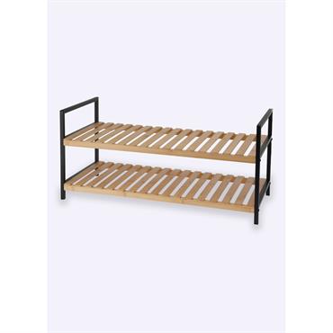 Meuble de rangement bas pour chaussures - KP-784630150 - Noir Et Bambou - Metal - Taille 