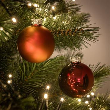 Lot de 12 boules de Noël rondes en verre D6cm - rougePRAMO