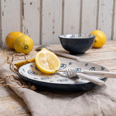 Cliquez pour agrandir et passer en diaporama Lot de 6 assiette à dessert motif amande en porcelaine d20cm - blanc