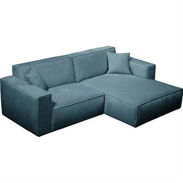 Canapé petit angle droit fixe en tissu genesis - bleuKUBO