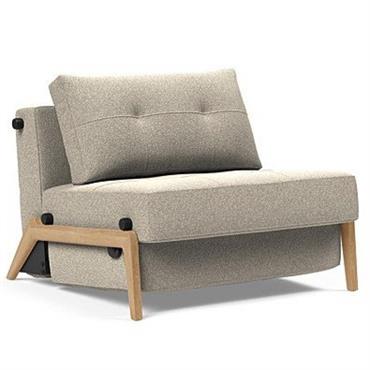 INNOVATION LIVING Fauteuil design SOFABED CUBED 02 WOOD convertible lit 200x90 cm Bouclé Beige