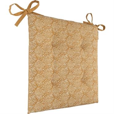 Lot de 2 galette de chaise de jardin en tissu déperlant motifs amande - beige estérel 