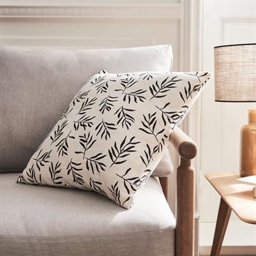 Coussin motif Aloyse en coton 45x45cm - noir et blancALOYSE