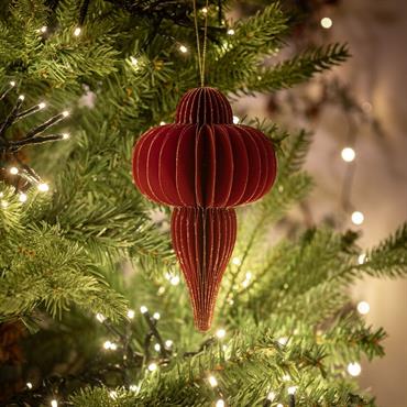 Suspension de Noël goutte en papier H8cm - rougeGARGUIER