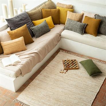 Cliquez pour agrandir et passer en diaporama Tapis en coton recyclé et jute - blanc 120x170cmLIETO