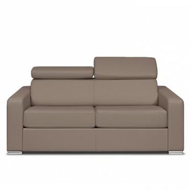 Canapé convertible express SIDNEY ÉDITION Cuir et PU Taupe 140 cm métal matelas 22 cm