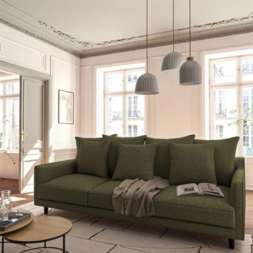 Cliquez pour agrandir et passer en diaporama Canapé 5 places fixe en tissu - vert cèdreLENITA