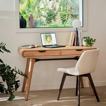 Cliquez pour agrandir et passer en diaporama Bureau en bois avec 2 tiroirs L120cm - bois clairFANETTE