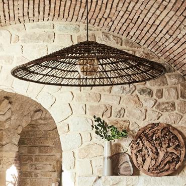 Cliquez pour agrandir et passer en diaporama Suspension en fibre de palmier non électrifiée - naturel D88cmVEGETAL