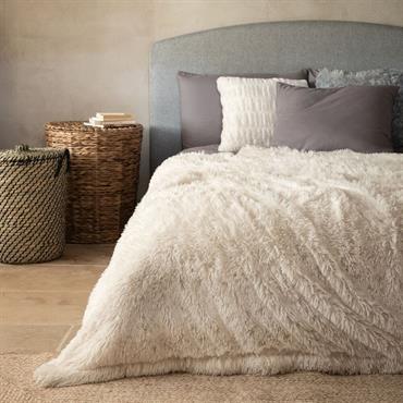 Couvre-lit imitation fourrure en polyester - blanc 180x220cmELEC