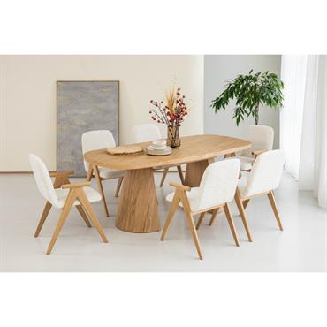 LE PRODUIT La table MAZARGUES séduit par son design moderne en placage chêne massif. Disponible en 2 coloris chaleureux – marron clair ou marron foncé – elle s'intègre facilement à tous ...