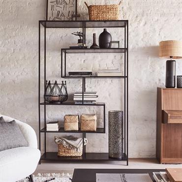 Bibliothèque en métal et en bois - noirLARISSA