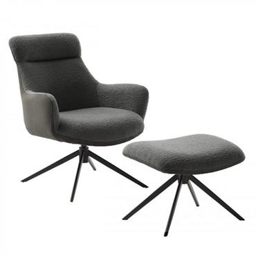Fauteuil lounge pivotant à 360° LUAN assise confortable piétement métal