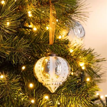 Suspension de Noël goutte en verre H8cm - blancSIZUN