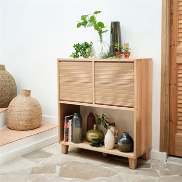 Bloc de 2 tiroirs en chêne strié L40cm - bois clairTASSIA