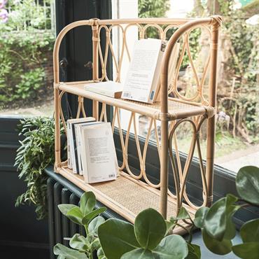 Étagère murale décorative 2 tablettes en rotin - naturel L60xH55cmVORTIN