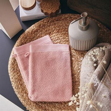 Lot de 2 gants de toilette en coton bio - rose rosa 16x21cmCOLINE