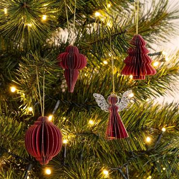 Suspension de Noël en papier H6cm - rouge 