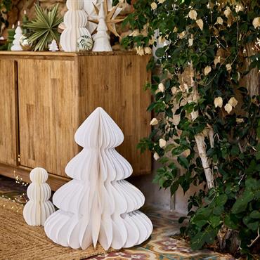 Sapin décoratif à poser en papier H60cm - blancGARGUIER
