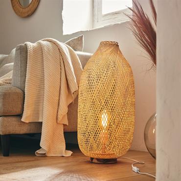 Lampe de sol électrifiée en bambou D30cm - naturelFANY