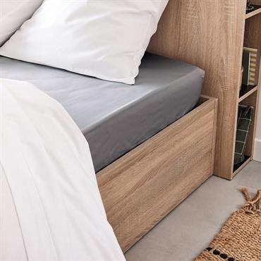 Drap housse en coton 90x200cm B25cm - gris restanqueCALANQUES