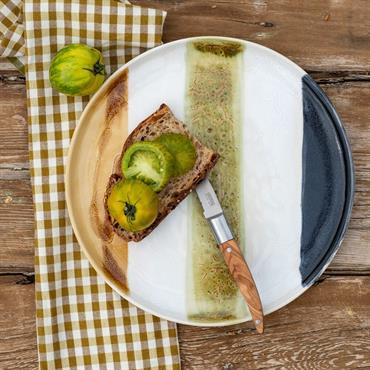 Lot de 6 assiette plate en grès peint d27cm - marron 