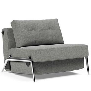 INNOVATION LIVING  Fauteuil design CUBED 02 ALU convertible 200x90cm tissu Bouclé Ash Grey