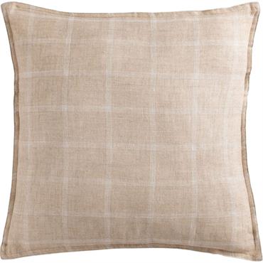 Coussin en lin lavé à carreaux 45x45cm - beigeVALBEL