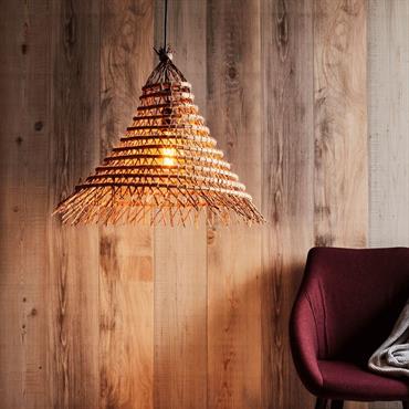 Suspension électrifiée fait main E27 en palmier D50cm - naturelDRINA