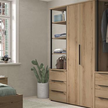 Colonne de rangement 3 tiroirs en bois H210cm - bois clairLUCIAN