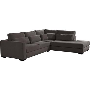 Canapé petit angle méridienne droite fixe en tissu Bloq - gris anthraciteBATIS