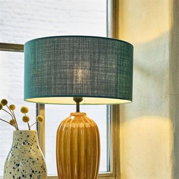 Abat-jour cylindrique en coton D40cm - bleu figuerollesMISTRAL