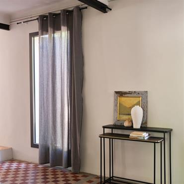 Rideau à ½illets en coton finition liseré 140x250cm - gris ardoiseLINIA