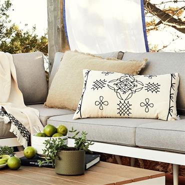 Coussin inspiration berbère brodé en coton 40x60cm - blanc écruEGYPTIAN