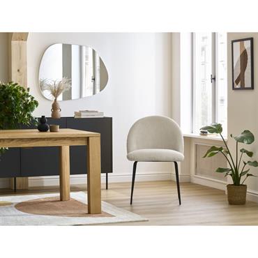 Cliquez pour agrandir et passer en diaporama Lot de chaises LALIE tissu velours côtelé et pieds métal noir beige et gris clair BOBOCHIC