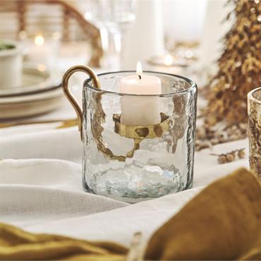 Photophore en verre et laiton D10xH10cm - transparentCHABEUIL