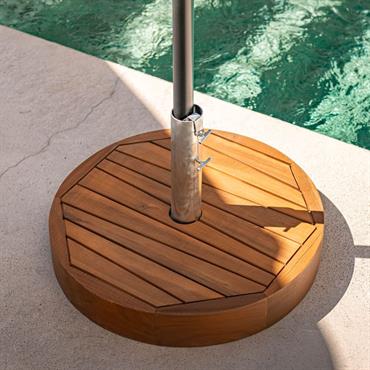 Cliquez pour agrandir et passer en diaporama Pied de parasol rond en acacia 27kg - naturelCARLO